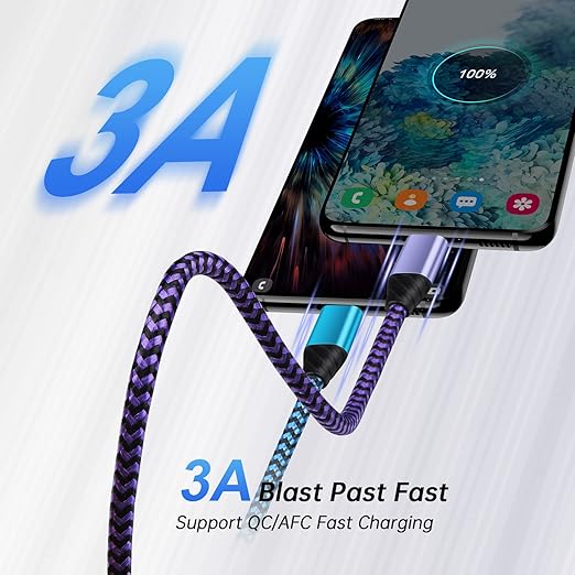 Android Auto USB C Cable Type C Charger USB Data Transfer Cable Fast Charging for Samsung Galaxy S25 UltraS25S24FEA23A16A15A35A55A06S24 UltraS23FES23 UltraS22A54A53A14A13, 3FT 2Pack