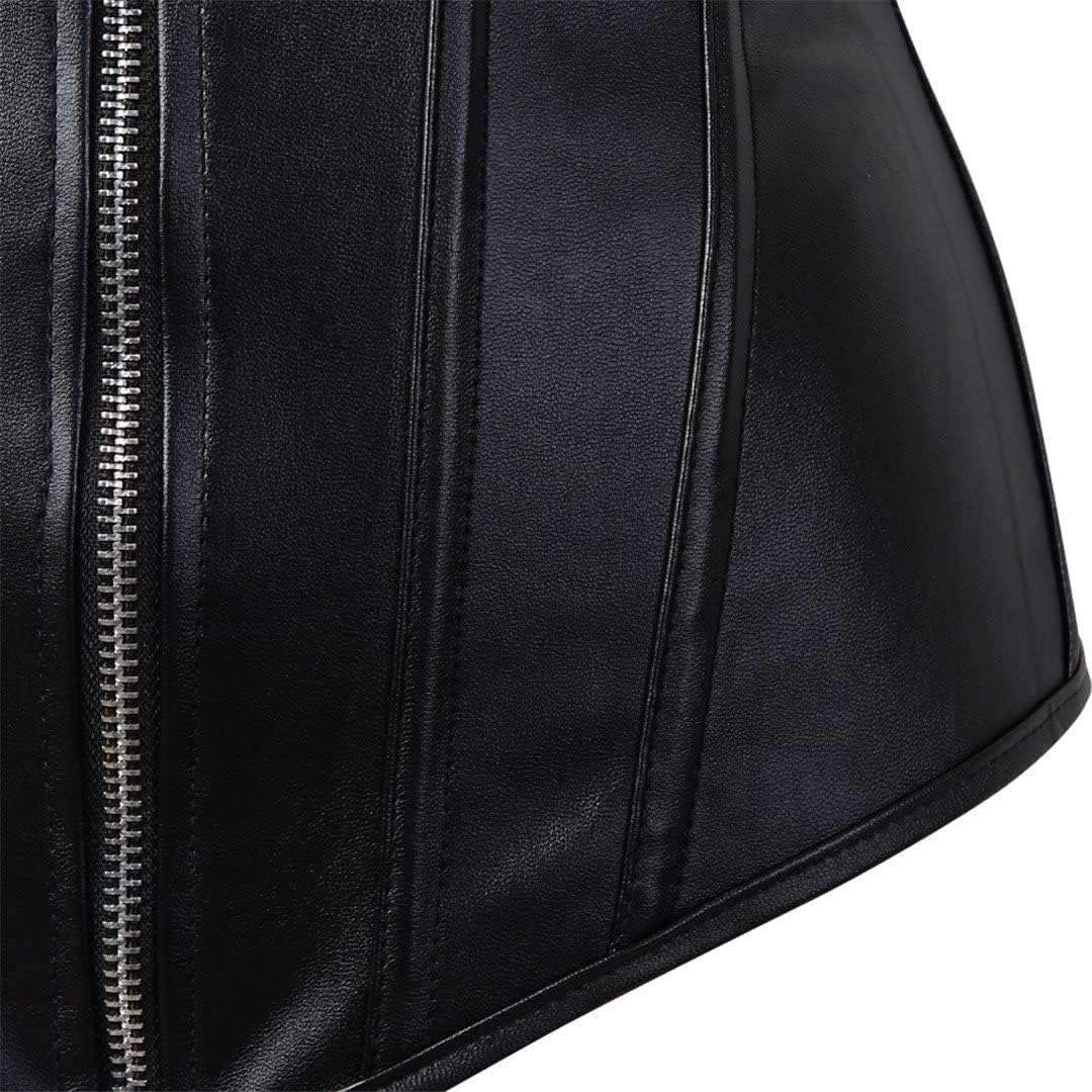 Corsets for Women Faux Leather Corset Top Steampunk Corsets Zipper Bustier Pirate Costume