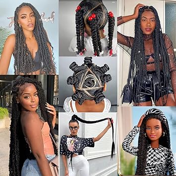 COOKOO 4 Roll Natural Black Brazilian Wool Hair Acrylic Yarn for African Crochet Hair Jumbo Braids Senegalese Twisting Knitting Hair Braids Faux locs Spiral Corkscrews Braids Twist Wraps 70GRoll(1B)