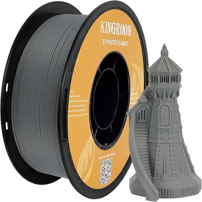 Kingroon High Speed PLA 3D Printer Filament 1.75mm, 3D Printer Rapid Filament for 30-600mm/s Hyper Printing Filament, Dimensional Accuracy +/- 0.03 mm, 1kg Plastic Spool(2.2lbs) (Gray)