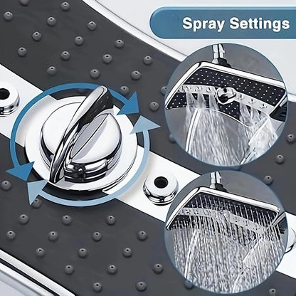 Rainfall Showerhead, Rectangular High Pressure Rain Fall Showerheads Rain Shower Head ABS Rainfall Shower Head Adjustable Angle 3 Levels Bathroom Showerhead