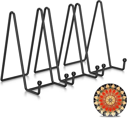 Livelab Plate Stands for Display, 3 Pack 6 Inch Picture Stand Black Iron Easel Decorative Plate Holder Display Stand, Metal Photo Frame Stand for Pictures, Decorative Dish, Book, Tabletop Art