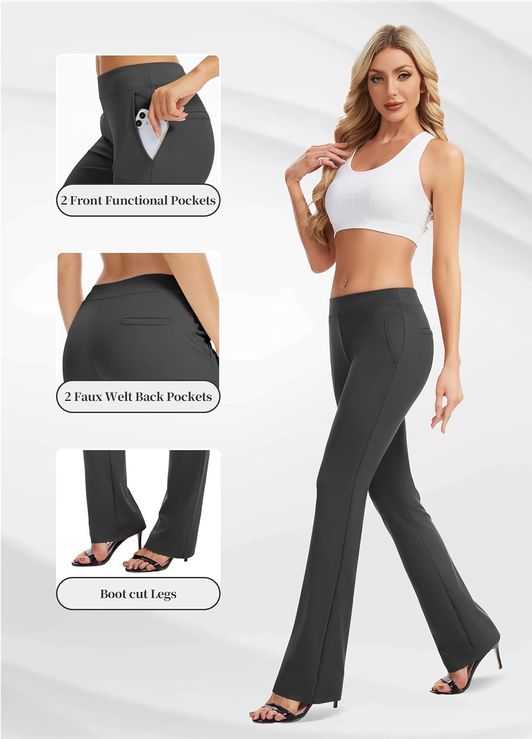 Safort 31" 34" Women Bootcut Yoga Tall Dress Pants Flare Long Trousers Work Stretchy Business Casual Slacks Pockets