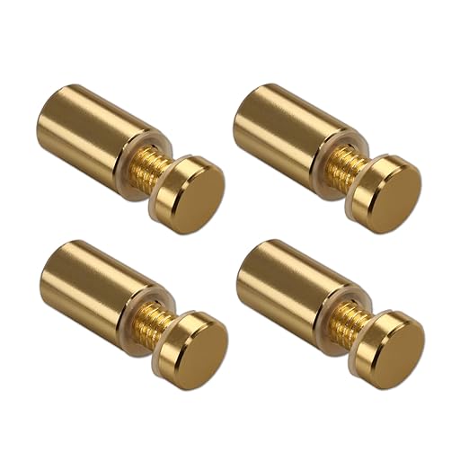 Sign Standoff 1/2" x 3/4", Solid Aluminum Sign Standoff Screws Mounting Hardware Polished Gold for Glass Panel, Acrylic Panel,Pack of 4