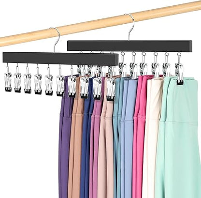 Legging Organizer for Closet, Pants Hangers with Clips Holds 20 Leggings, Jeans, Hats, Shorts, Socks, 360 Rotating Space Saving Hanging Clothes Organizer for Closet Organizers and Storage 2Pcs