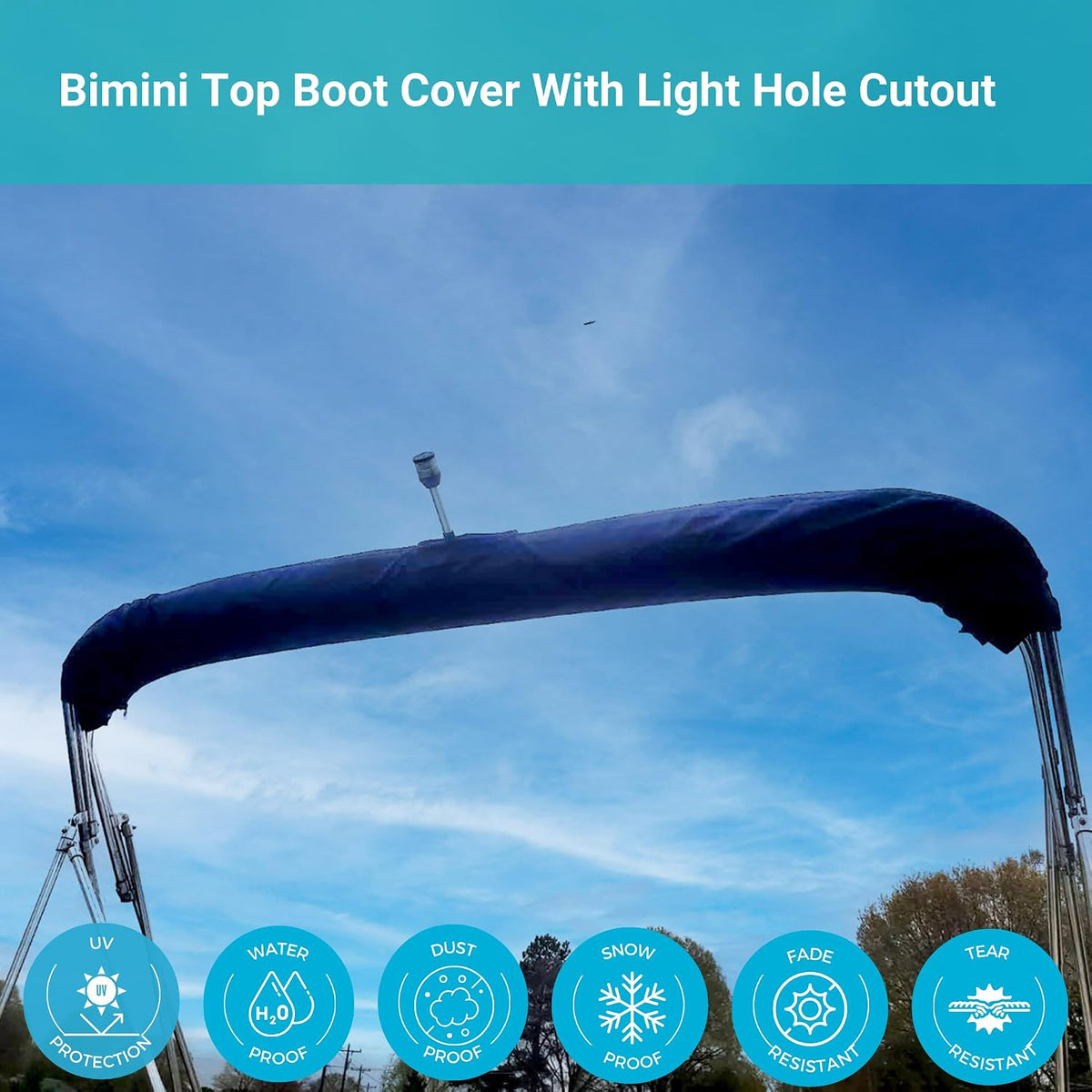 Savvycraft Bimini Top Storage Boot 85"-90" Width Black Color, Waterproof UV Protection Bimini Top Replacement Boot, Fit Round and Square Tube