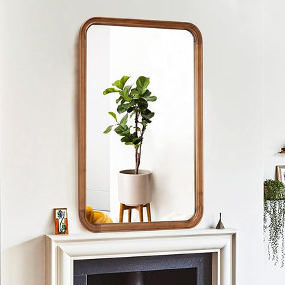 WallBeyond Wood Framed Mirrors for Bathroom, 24x36 Inch Wooden Frame Wall Mirror Farmhouse Wall Mounted Rectangle Mirror for Vanity (HorizontalVertical)