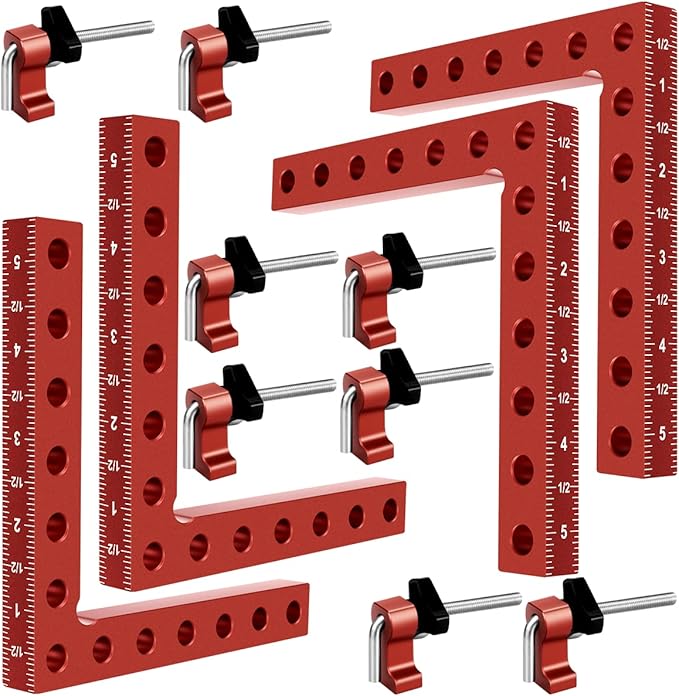 90 Degree Clamp, Cabinet Clamp, 5.5" x 5.5"(14 x 14cm) Aluminum Alloy Right Angle square Tool, Corner Clamps for Woodworking Tools, Right Angle Clamp, Drawers, Picture Frame (4pack)