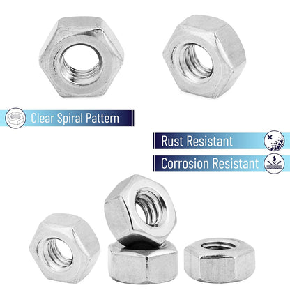 Bates Stainless Steel Hex Nut, 5/16-18, 50 Pack - Stainless, Metal, Hardware Nuts (2 pack of 25)