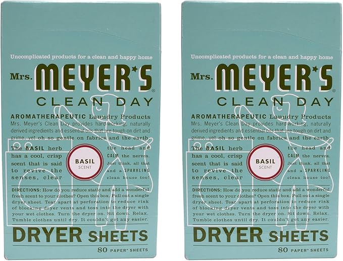 Mrs. Meyer's Clean Day Dryer Sheets - Basil - 80 ct - 2 pk