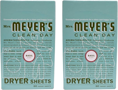 Mrs. Meyer's Clean Day Dryer Sheets - Basil - 80 ct - 2 pk
