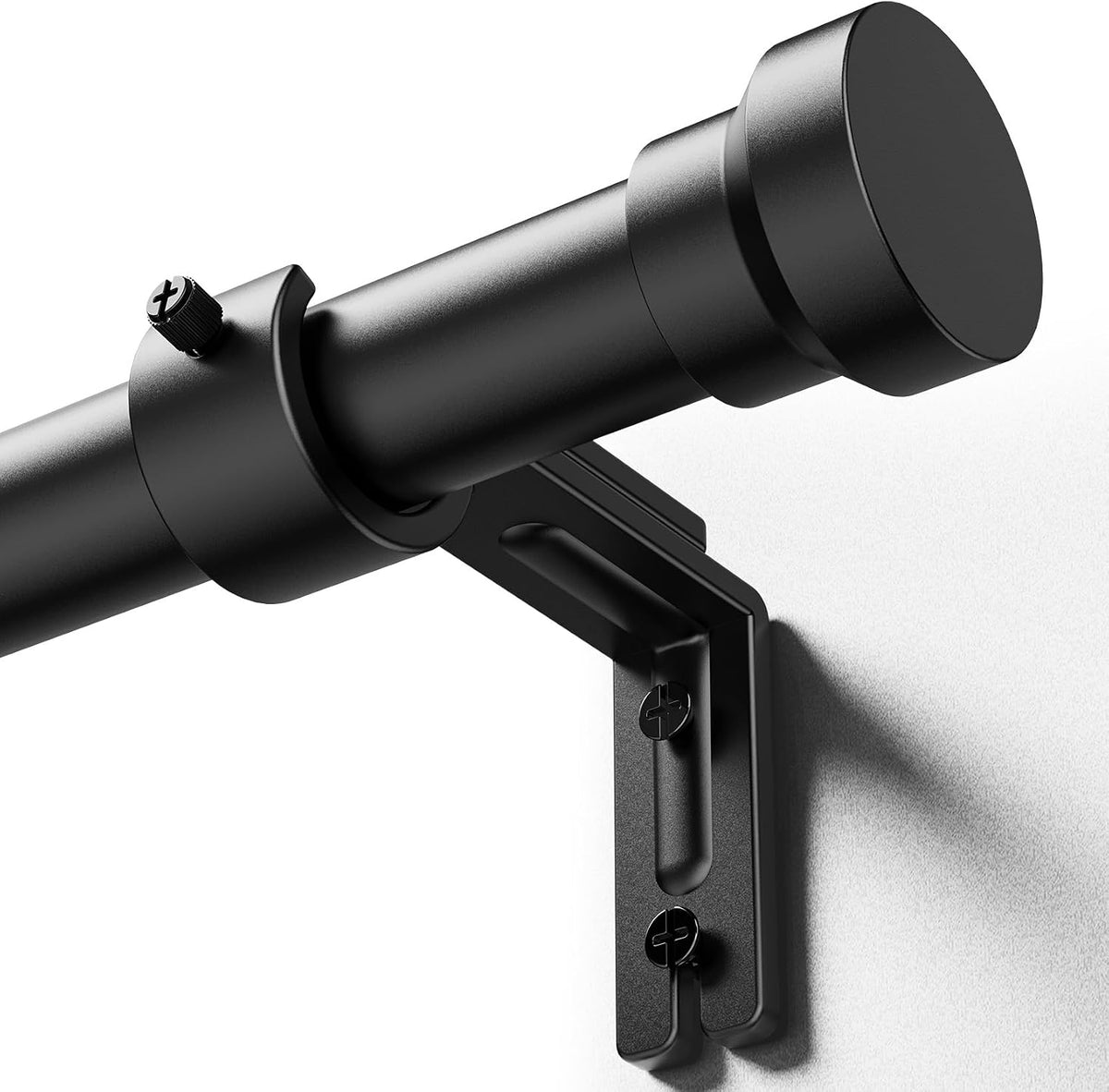 YaFex Curtain Rods 32-118 Inch, Heavy Duty 1 Inch Adjustable Curtain Rod for Windows, Black Long Window Treatment Rods, Modern Design, Easy Installation