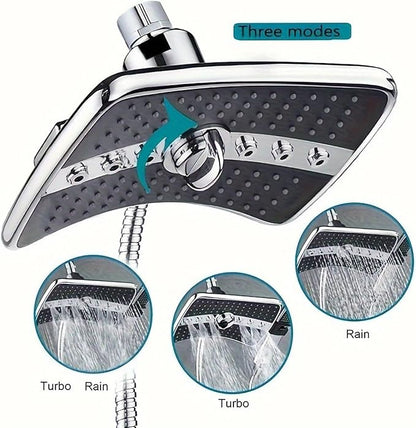 Rainfall Showerhead, Rectangular High Pressure Rain Fall Showerheads Rain Shower Head ABS Rainfall Shower Head Adjustable Angle 3 Levels Bathroom Showerhead