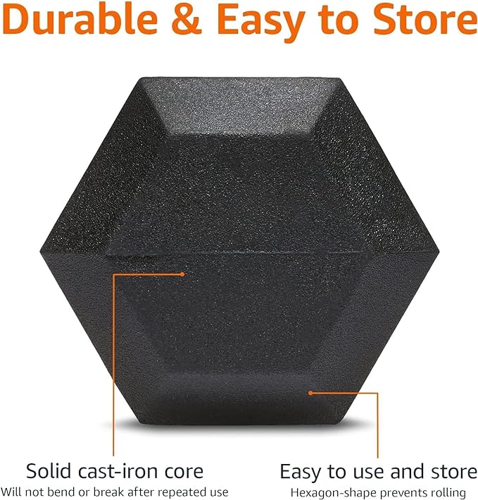Basics Rubber Hex Dumbbell Hand Weight