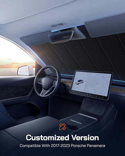 Windshield Sun Shade for Porsche Pana-mera,2017-2023,Thick Front Windshield Sunshade,6 Layers Sun Shield,Accordion Fold