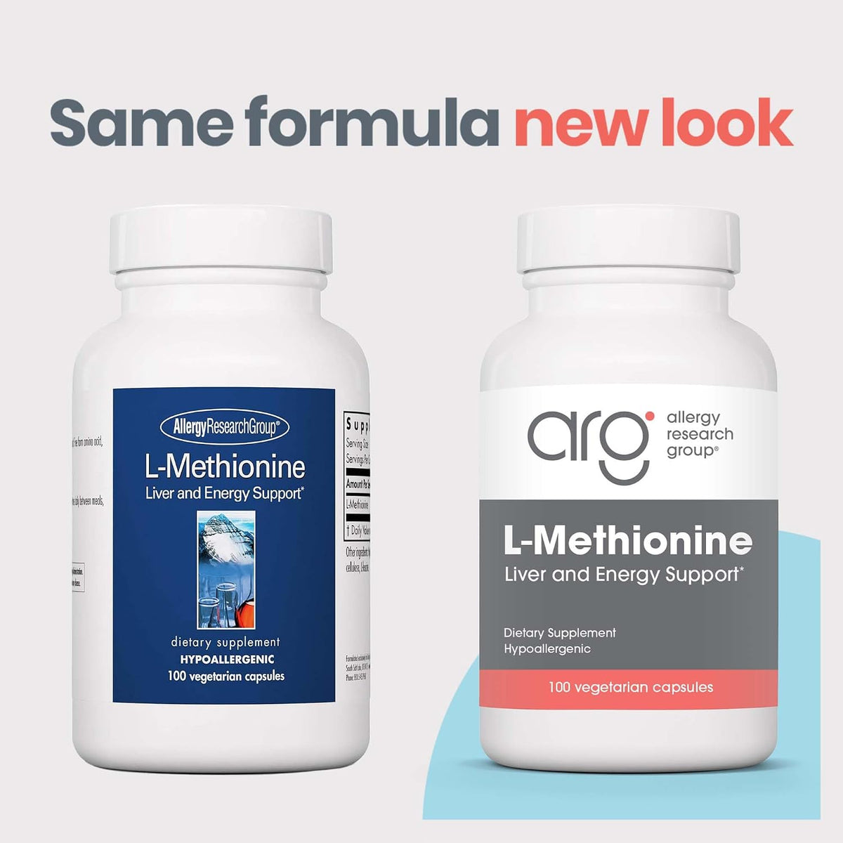 Allergy Research Group ARG L-Methionine Free Form Amino Acid, 100 Capsules | Essential Free Form Amino Acid for Liver Function and Energy Production Support, Hypoallergenic Formula