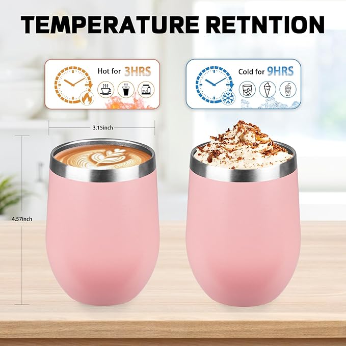"Boss Lady" 12oz Wine Tumbler with lid, Stainless Steel Travel Mugs Stemless Double Wall Insulated Coffee Cup, Insulated Wine Glasses Travel Tumbler for Cold & Hot Drinks(Light Pink, 1)
