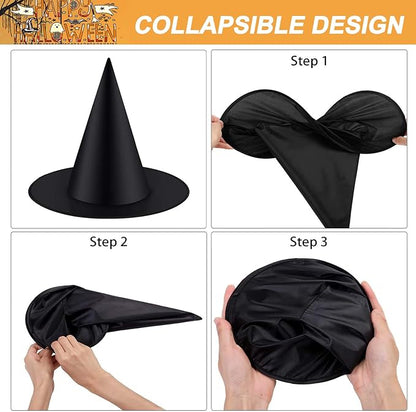 Halloween Costume Witch Hat, Cap Decoration Accessory with Hanging Rope for Halloween Yard Decor Holiday Party Favor