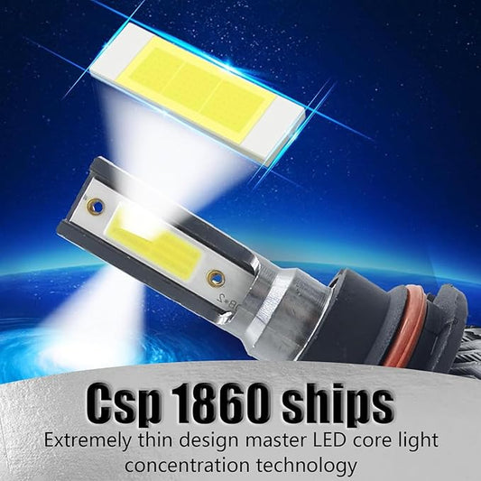 2 PCS 9007 Car LED Fog Light, 35mm x 84mm x 25mm 38W 6000K 6000LM IP68 Waterproof High-brightness COB Wafer Bulb, Auto Auxiliary Lighting Accessories, Compatible with Most Car Models (White)