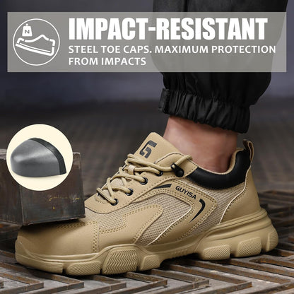 Steel Toe Shoes for Men Lightweight Puncture Resistant Safety Footwear Work Shoes Men Safety Work Shoe Comfortable for Construction Warehouse Jobs