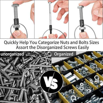 Nut and Bolt Thread Checker, Bolt Size Finder, 45 MaleFemale Thread Gauges (24 Inch  21 Metric) Thread Checker Standard and Metric, Bolt and Nut Identifier Gauge