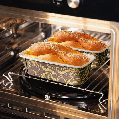 50 PCS Paper Loaf Pans for Baking, 7 Inch Disposable Baking Pans with Clear Plastic Bags and Ties, Rectangle Paper Bread Pans for Cake Bread Oven Loaf Bakery