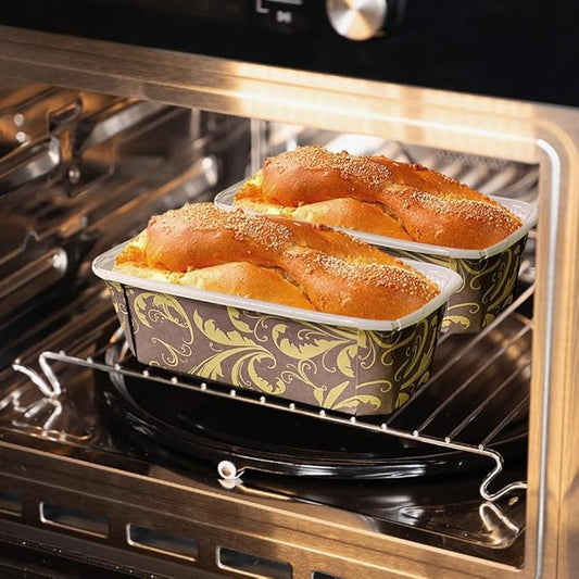 50 PCS Paper Loaf Pans for Baking, 7 Inch Disposable Baking Pans with Clear Plastic Bags and Ties, Rectangle Paper Bread Pans for Cake Bread Oven Loaf Bakery