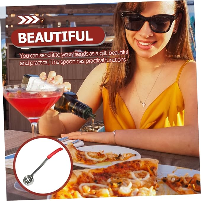 Pizza Spread Sauce Ladle with Plastic Handle Flat Bottom Kitchen Cooking Spoon for Sauces Pizza and Pancakes Capacity Handle
