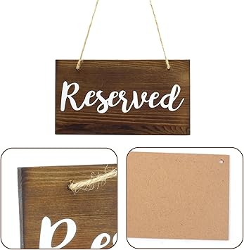 8 PCS Hanging Wooden Reserved Signs Rustic Reserved Seating Signs for Weddings Special Events Reserved Signs for Wedding Chairs Reserved Chair Hanging Sign for Church Pews Restaurant Chairs Doorways