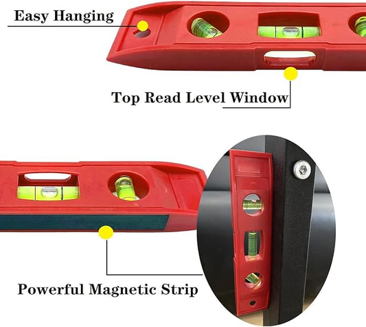 3 PCS Magnetic Torpedo Level, 6 Inch 4590180 Bubbles, Shock Resistant Magnetic Level Tool for Measuring
