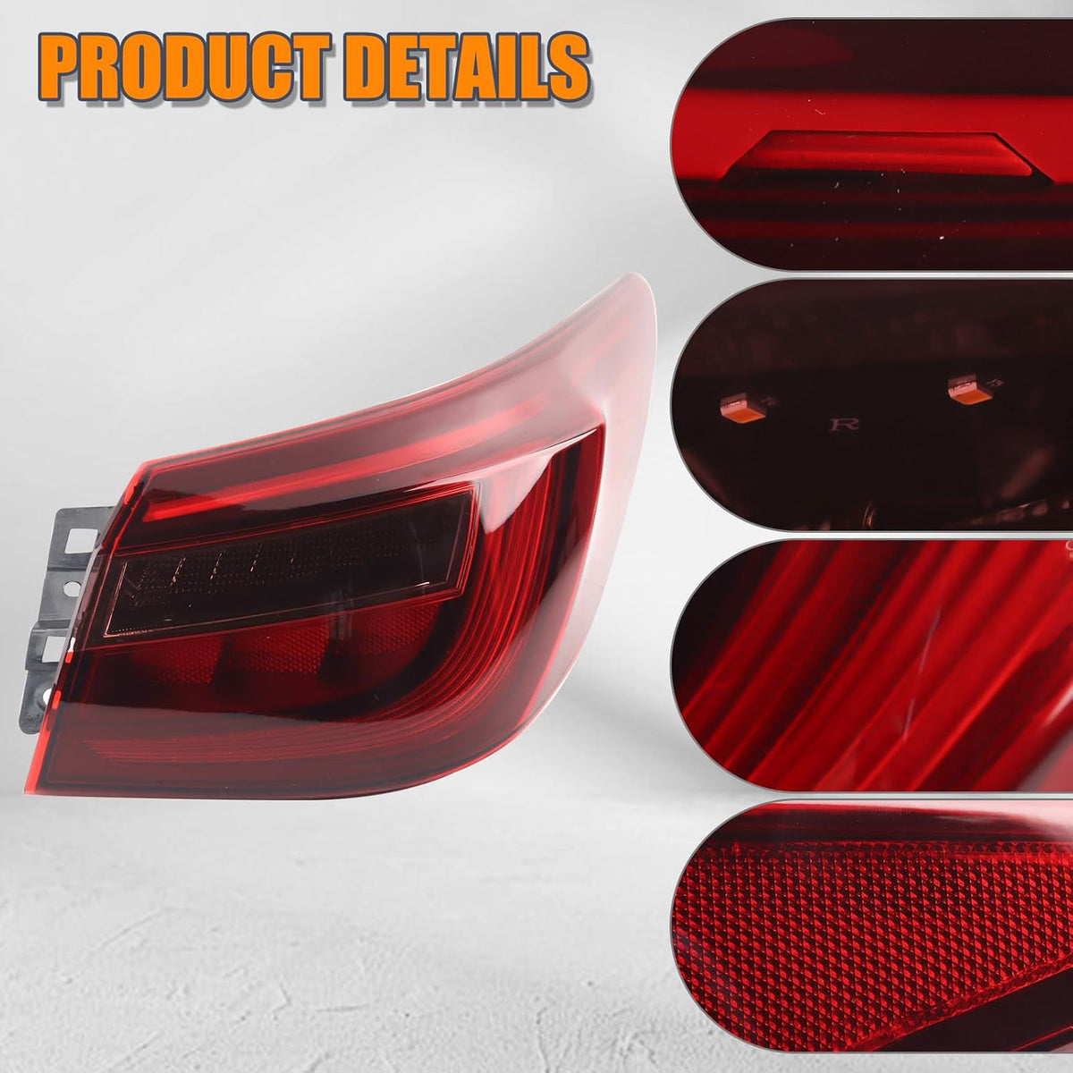 LED Right Side Outer Tail Light W/o Blind Spot Assembly Compatible With 2018-2021 Infiniti Q50 rear Tail Lamp Without Side Light Right Passenger Side 26550-6HH1B