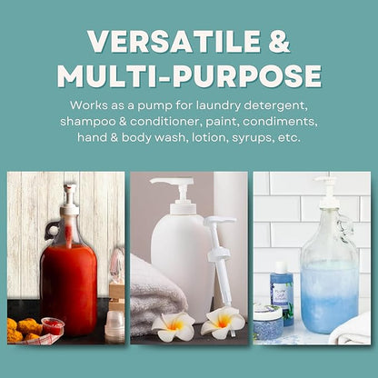Gallon Pump Dispenser - for Plastic or Glass Bottles - Heavy-Duty Leak Proof for Commercial and Household Use - Plastic Pump for Gallon Jug - Non-BPA Plastic (Pack of 2)