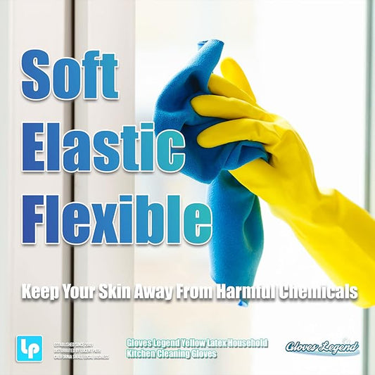 Size Large Yellow Household Kitchen Cleaning Dishwashing Reuseable Gloves
