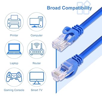 CAT 6 Ethernet Cable 25 FT, Indoor High-Speed 10Gbps Snagless Long CAT6 25 FT Ethernet Cable for Internet, Router, Modem, Computer, PlayStation, Xbox, POE Camera, Printer - (Blue, 25 Feet)