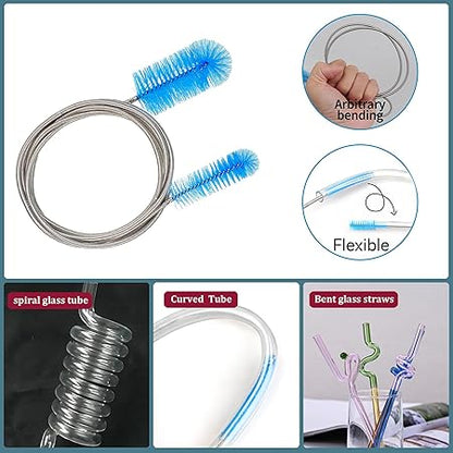 Set of 12 Tube Pipe Cleaners Kit - for Cleaning Narrow Neck Bottle, Curved Glass Tube, Hard-to-Reach Crevices,17 Long Handle Brush,8.2 Multi-Diameters Brushes,35 Flexible Dual-Head Cleaner