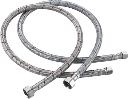 30-Inch Faucet Supply Lines: Braided Stainless Steel Flexible Faucet Hose Connector - 3/8" Compression x 1/2" FIP Water Supply Lines for Bathroom Kitchen Sink Hose Extension 2PCS
