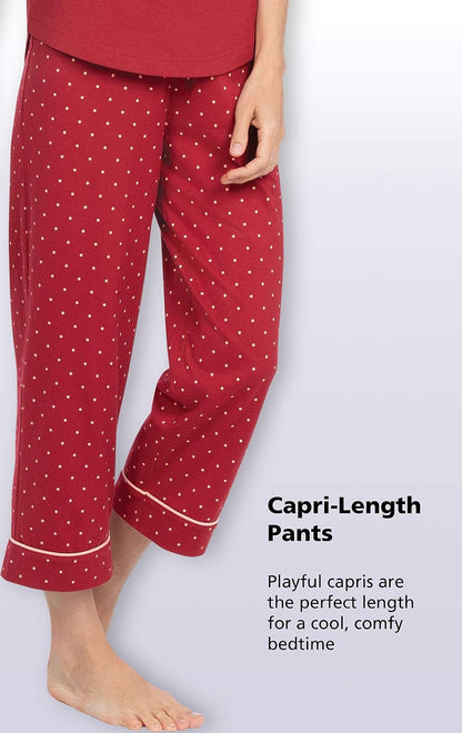 Womens PJs Sets - Ladies Pajamas Capris 100% Cotton