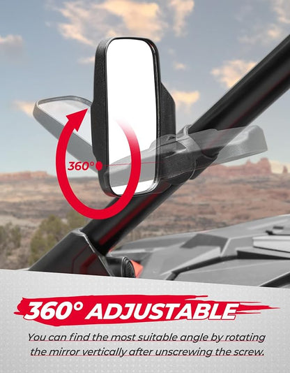 KEMIMOTO UTV Mirrors UTV Side Mirrors Fits 1.6 inch to 2 inch Roll Cage Compatible with Polaris RZR 900 1000 Can Am Kawasaki Mule Rhino YXZ Zforce Pioneer, Shatter Proof Tempered Glass