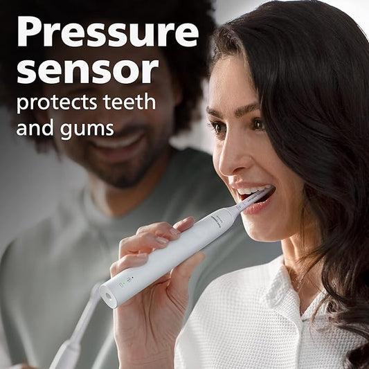 Philips Sonicare 4100 Rechargeable Electric Toothbrush, with Pressure Sensor, 2 Intensity Settings, SmarTimer and QuadPacer, 14-Day Battery Life, White, Model HX368123