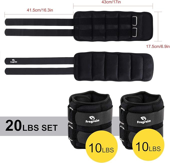 Ankle Weights for Women, Men and Kids - 12346810121520 LBS 1 Pair Strength Training WristLegArm Weight with Adjustable Strap for Jogging, Gymnastics, Aerobics, Physical Therapy