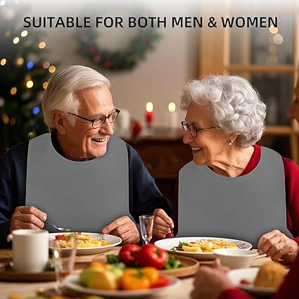 Adult Bibs for Men  Women,Adjustable Silicone Adult Bib,Washable Waterproof Bib for Elderly with Crumb Catcher