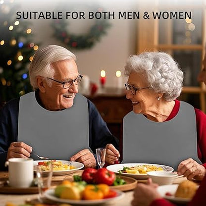 Adult Bibs for Men  Women,Adjustable Silicone Adult Bib,Washable Waterproof Bib for Elderly with Crumb Catcher