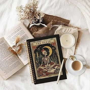 Wheatwin Nurse Notebook, Nursing Notebook, Nurse Gifts for Women, Nurse Appreciation Gifts, Gothic Nurse Supplies Hardcover Spiral Notebook 5.5x8.3