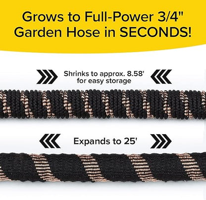 Pocket Hose Copper Bullet AS-SEEN-ON-TV Expands to 25 ft REMOVABLE Turbo Shot Multi-Pattern Nozzle 650psi 3/4 in Solid Copper Anodized Aluminum Fittings Lead-Free Lightweight No-Kink Garden Hose
