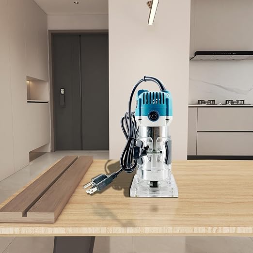 110V 800W Palm Router Electric Hand Trimer Wood Router 1/4" Collets Woodworking Tool Laminate Trimer, Blue