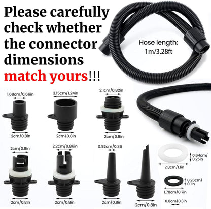 12 in 1 Paddle Board Pump Adapter Set, Universal Sup Air Pump Hose with 7 Nozzles for Inflatable Paddleboard, Boat, Tent, Paddle Board Accessories Replacement Parts for Electric SUP Pump, Rafts, Kayak