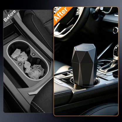 JUSTTOP Small Car Trash Can with Lid, Diamond Design