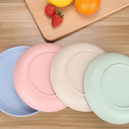 10 Inches Unbreakable Wheat Straw Plates - Reusable Plate Set - Dishwasher & Microwave Safe - Perfect for Dinner Dishes - Healthy, BPA Free & Eco-Friendly (10 Inches)