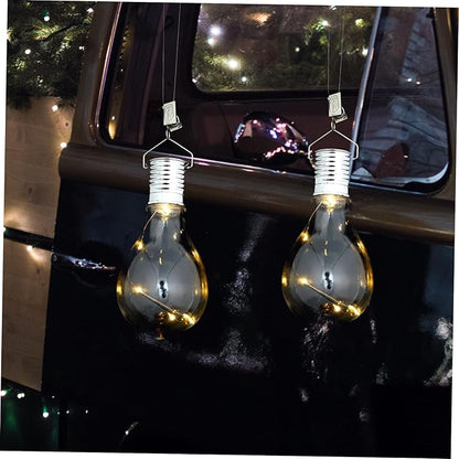 DOITOOL Solar Hanging Light Bulb Rotatable Outdoor Led Lamp with Transparent Shell Warm White Light for Garden Patio and Camping Low Power Consumption Hours Usage