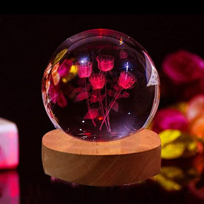 2Pcs 4" Wood LED Display Base, Multicolor Round Display Base Stand +Square Warm Colr Wooden Lighted Display Base for Crystal Glass Resin Art
